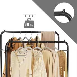 Double Hanging Rails for Clothes, Heavy Duty Metal Clothes Rail