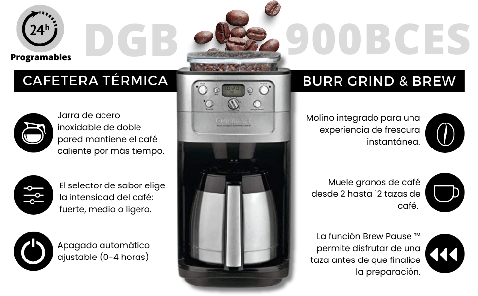 Cuisinart DGB900BC Cafetera Automática con Molino de Café