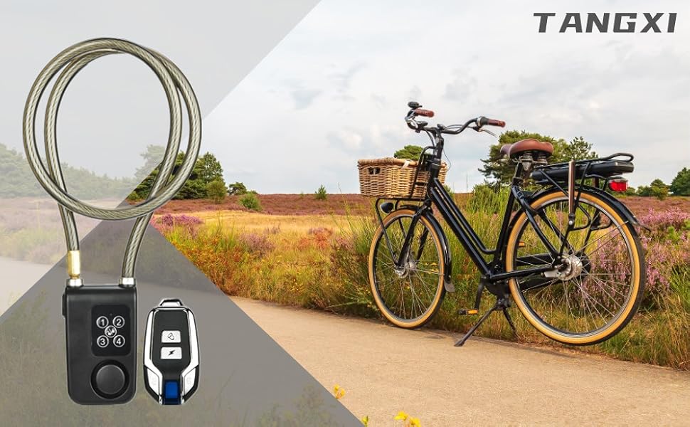 Bike Alarm Lock, Wireless Remote Control Password Alarm Lock IP55