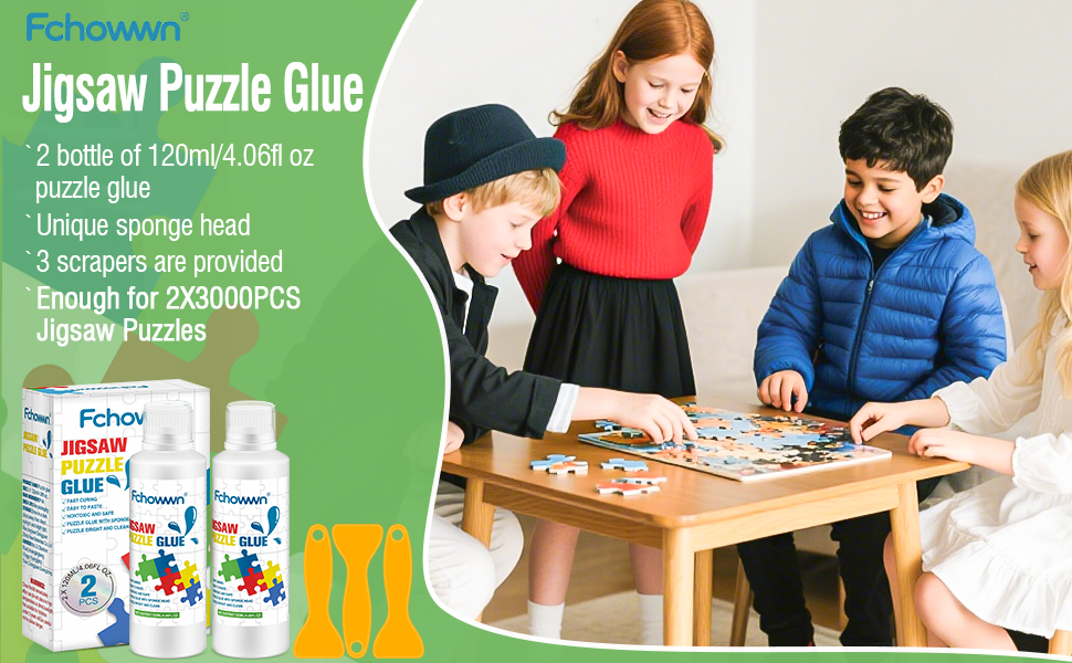 Jigsaw Puzzle Glue Clear,Updated Jigsaw Puzzle Glue with New Sponge Head,Non Toxic and Fast Drying,Easy to Use Adhesive for Preserving Puzzle Art Enrich Your Puzzle Experience,120ml X 2 17 puzzle glue