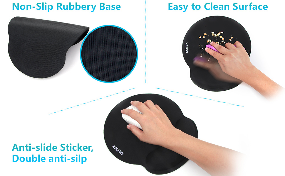 Mouse Pad with Wrist Support 2 Pack, GEMEK Ergonomic Memory Foam Gaming Mouse Pad, Lycra Cloth