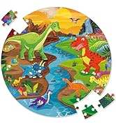 SYNARRY Floor Puzzles for Kids Ages 4-8, Large 70 Piece Dinosaur Puzzles for Kids 3-5,Jigsaw Puzz...