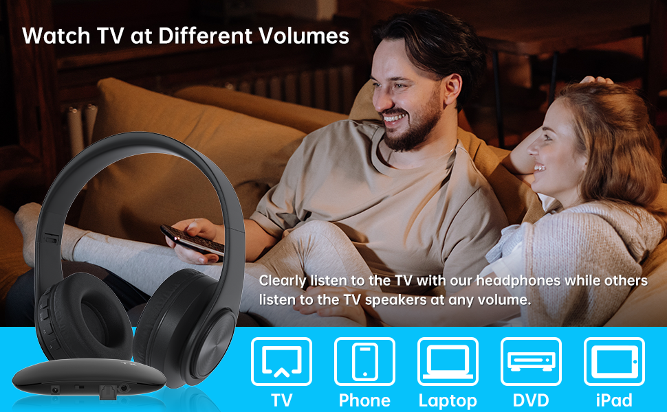 ACTASIAN TV Headphones Wireless Folding Headphones for TV with 2.4GHz