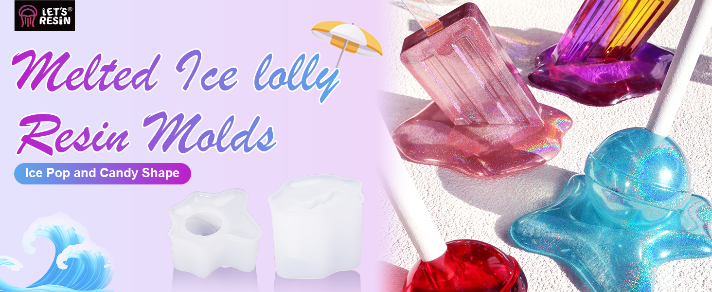 LET'S RESIN Melted Ice Lolly & Ice Cream Resin Epoxy Moulds, Silicone