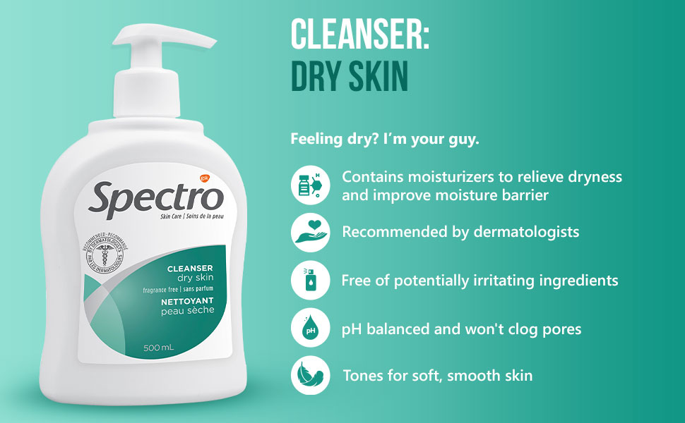 Spectro Facial Cleanser for Dry Skin, Fragrance and Dye Free Skin Care