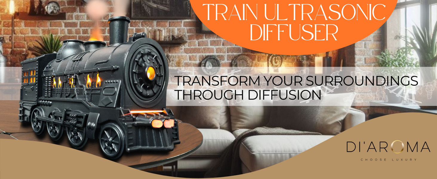Train Diffuser Di'Aroma on a table in a rustic Living Room with brick walls