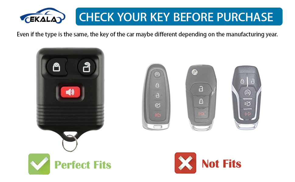 EKALA for Ford Key Fob Cover with Leather Key Fob Keychain