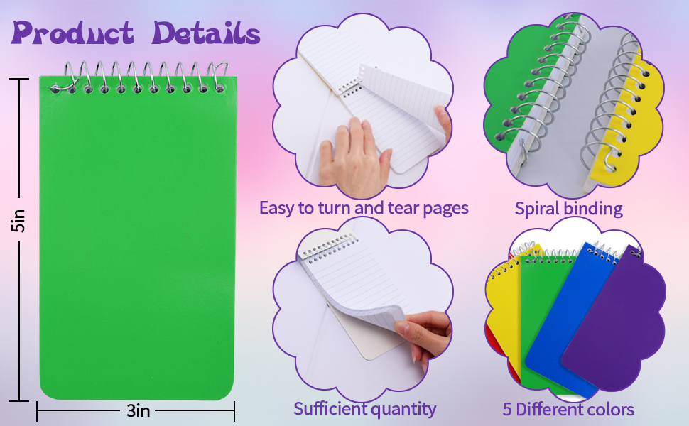 25 Pack Spiral Memo Pads 3x5 Inch,Spiral Memo Books,5