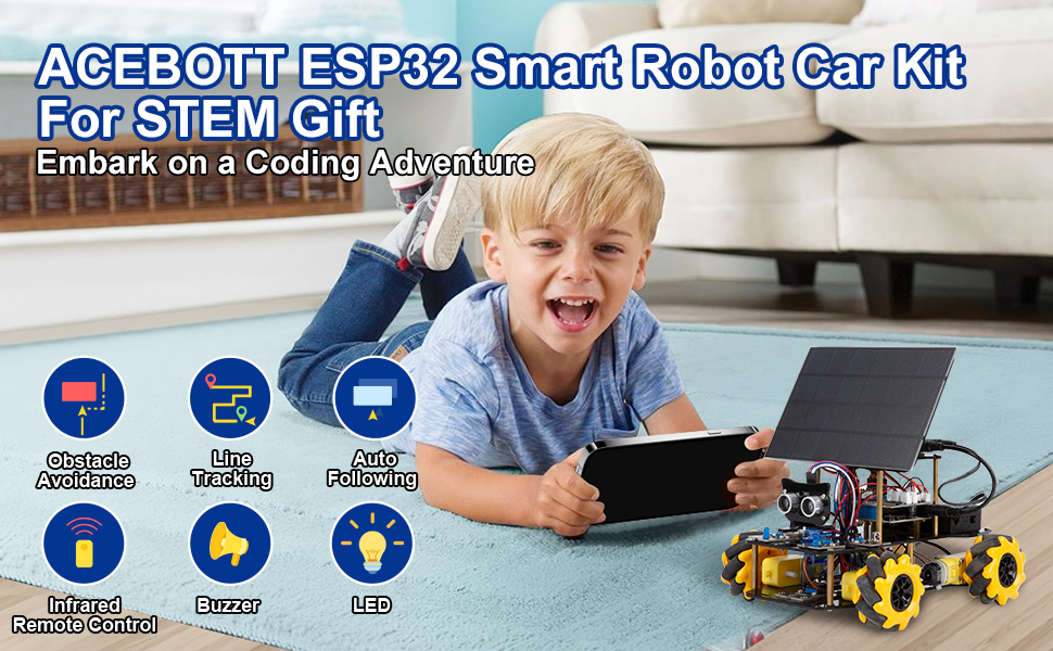 Amazon.com: ACEBOTT Smart Robot Solar Energy Car Kit, 4WD Remote ...