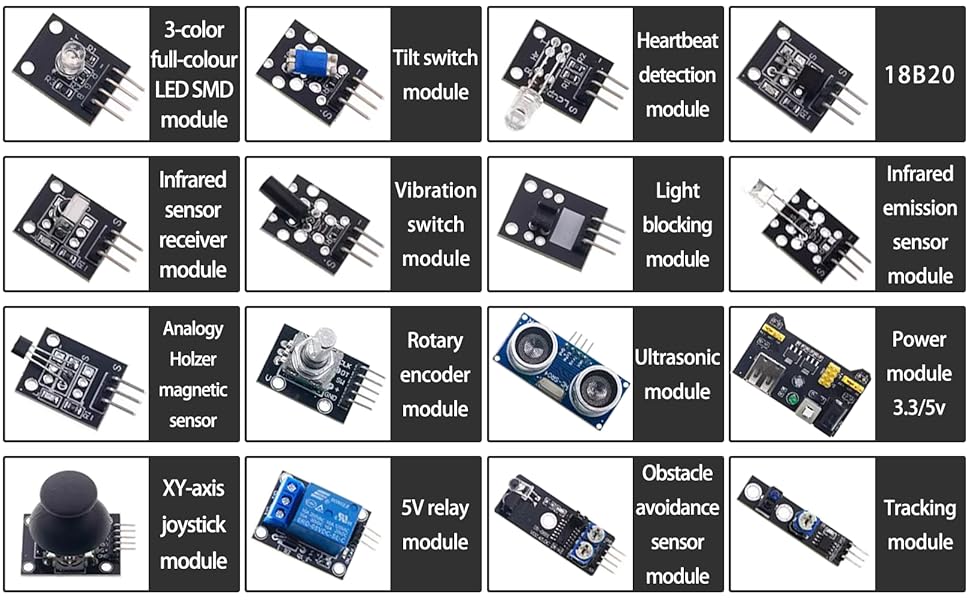 DIGISHUO 45 Pcs Sensors Assortment Kit with Storage Case |45 Sensors ...
