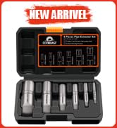6pcs Pipe Extractor Set, Heavy Duty Size-Marked Broken Pipe Extractors for 1/8