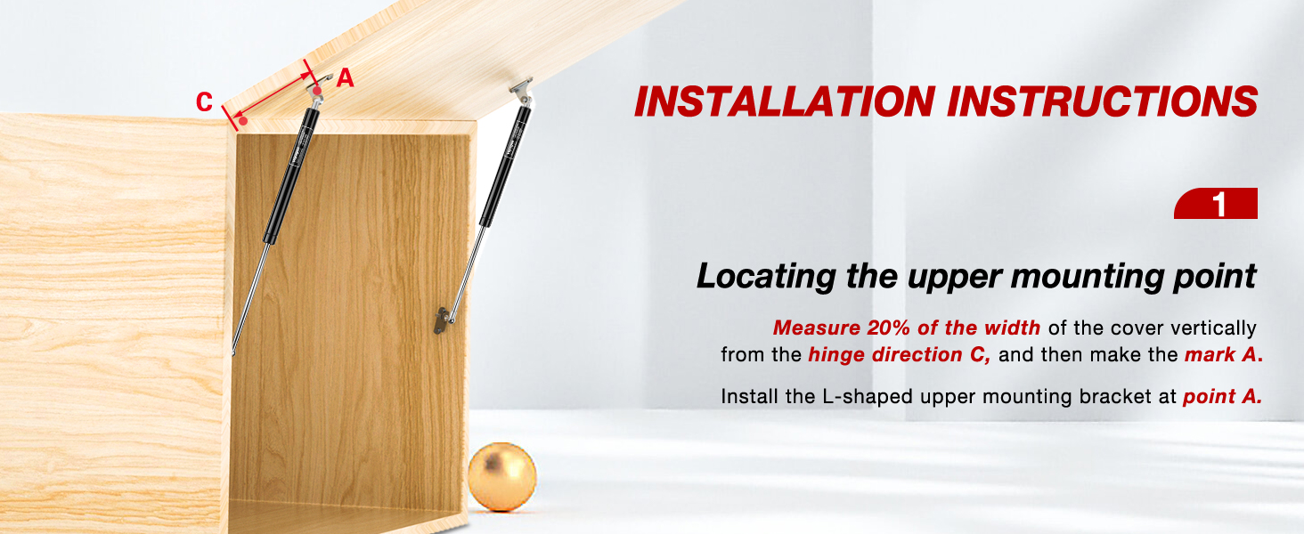 20 Inch 200lb/890N Per Gas Shock Strut Spring for RV Bed Boat Bed Cover