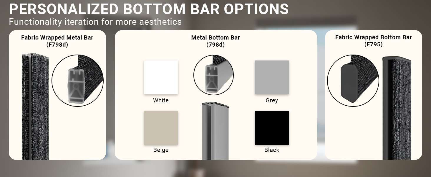bottom bar of remote control blinds for window motorized roller shade work with Alexa Homekit Google