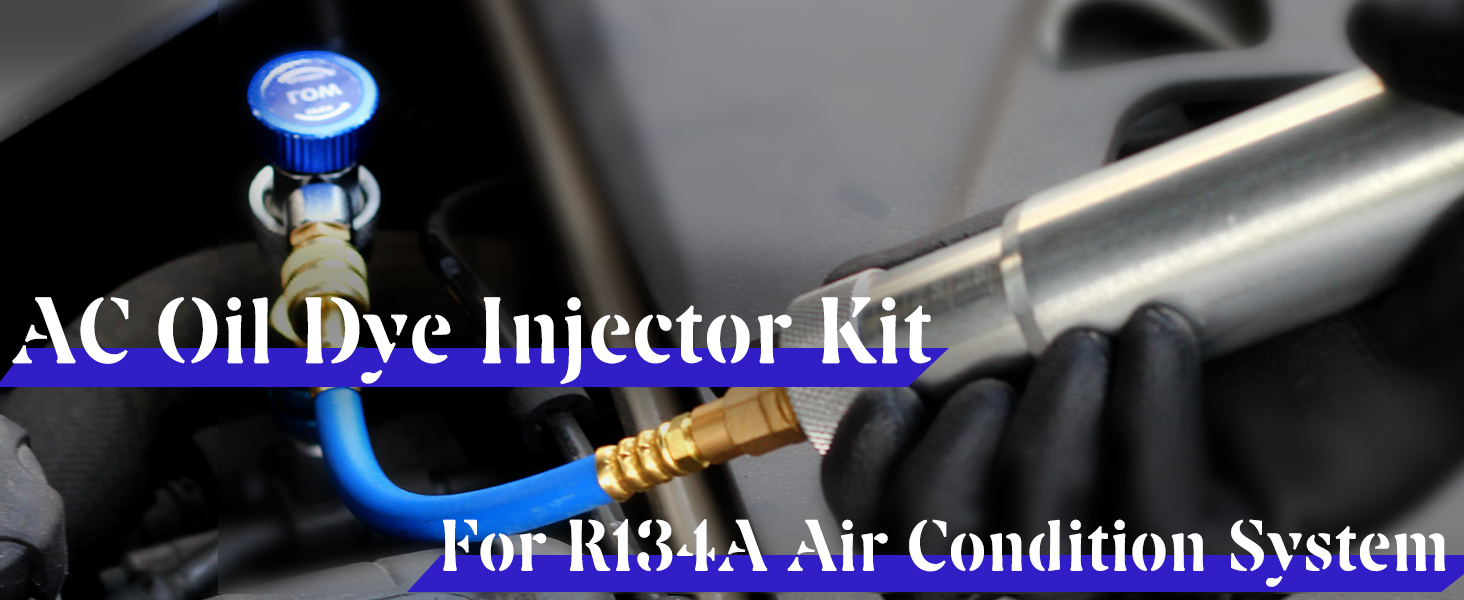 GallopMax R134A & R1234YF & R410A AC Oil Dye Injector Kit with R134A Quick Coupler