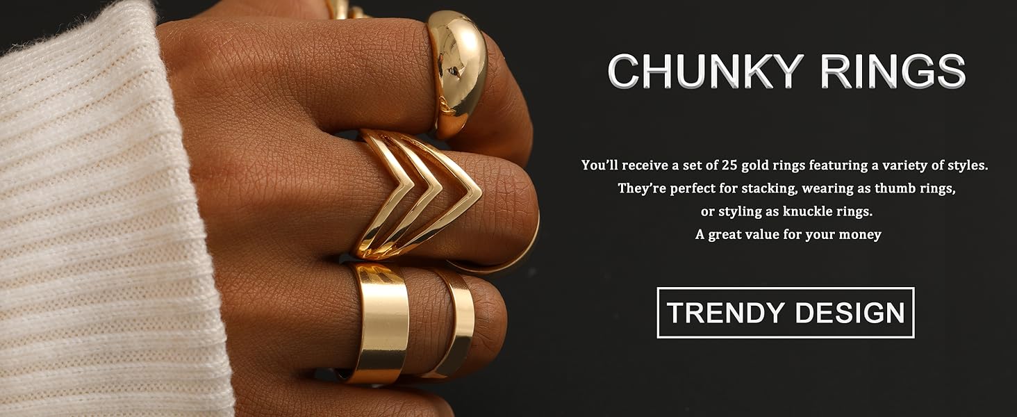 Gold chunky rings