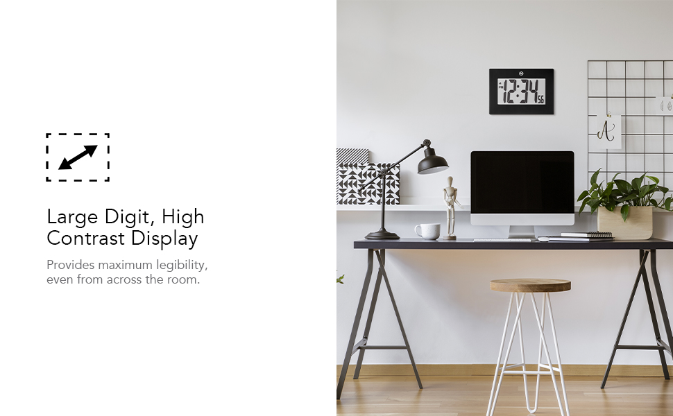 Marathon Large Digital Wall Clock Large Digit Display with Alarm