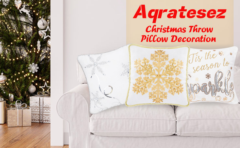 Aqratesez Christmas Throw Pillow White Snowflake Throw