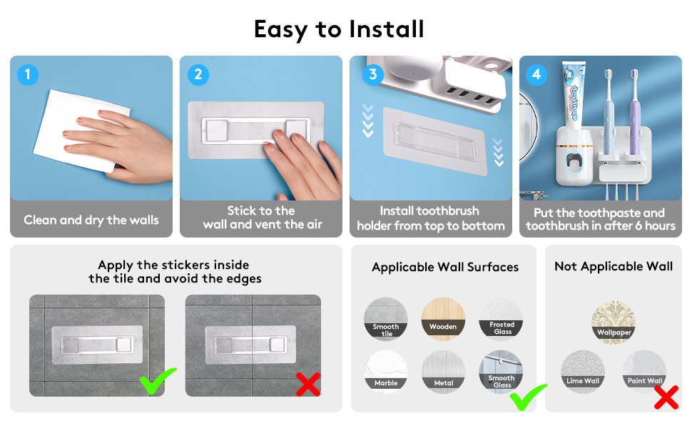Toothpaste Dispenser, Versatile Toothbrush Holder for Bathroom Wall