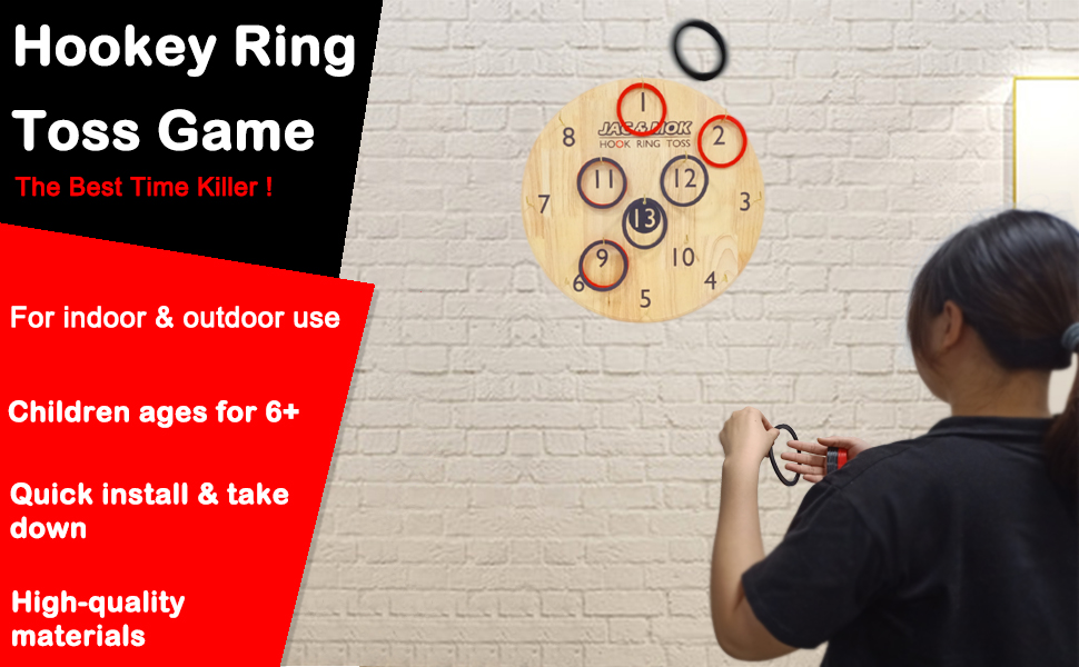 Deluxe Hook and Ring Toss Game 12 Rings and Extra Hook Ring Tossing