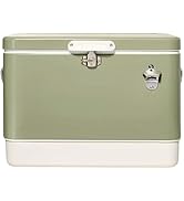 FSE Retro Metal Cooler, 80 Can/54 Qt. Capacity, Hard-Sided, Two Tone, Holds Up to 80 Beverage Can...