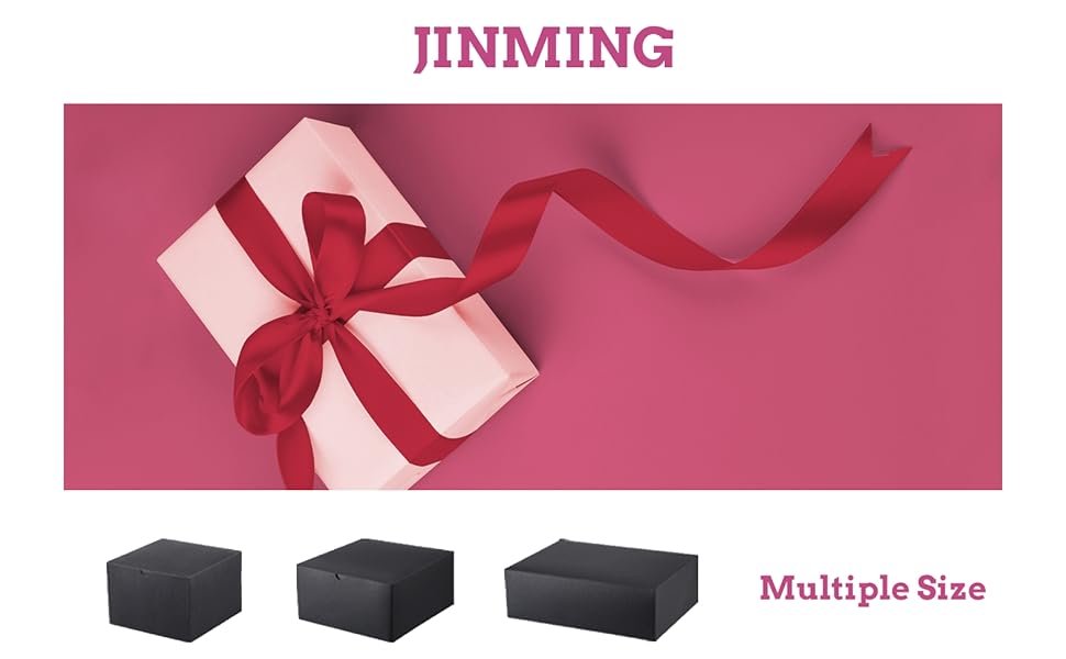 JINMING 10 Gift Boxes 6x6x4 Inches Small Gift Boxes with Lids, Matte Black Gift Boxes Bulks for