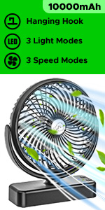 Rechargeable camping fan portable battery operated desk fan 