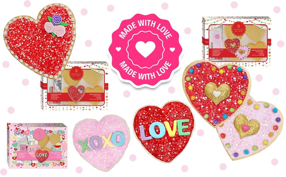 Sugar Heart Cookie Decorating Kit 8 PreBaked Valentines