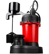 Red Lion RL-SP33V 115-Volt, 1/3 HP, 3200 GPH Aluminum and Thermoplastic Sump Pump with Vertical S...