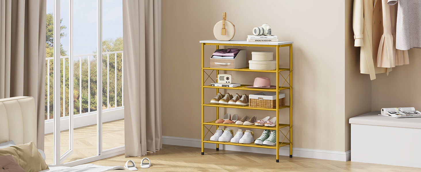  gold shoe rack for closet