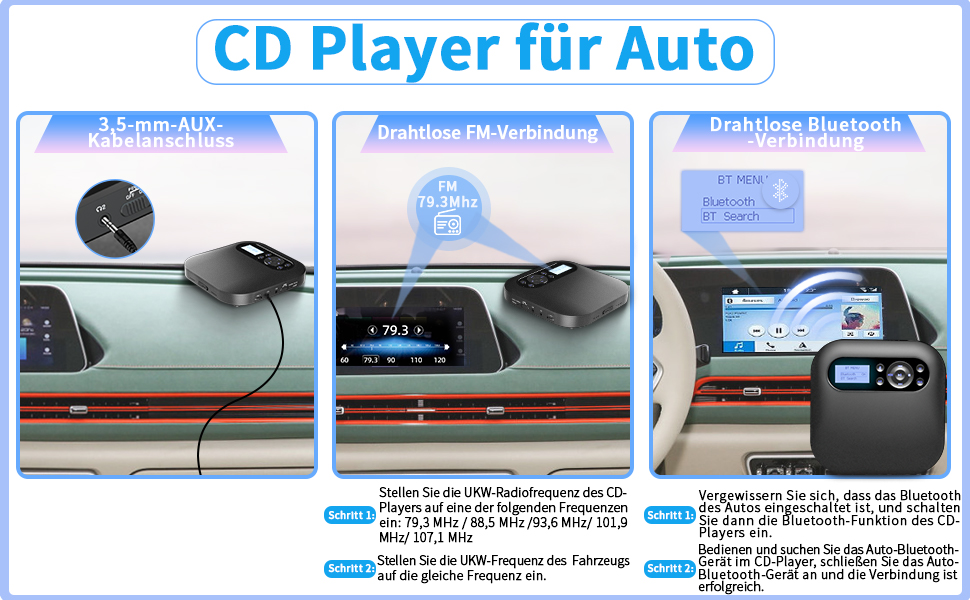 Tragbarer Cd Player Mit Bluetooth Für Auto www.amazon.de