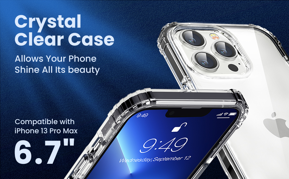 KEVKEEK Compatible with iPhone 13 Pro Max Case, Clear Case