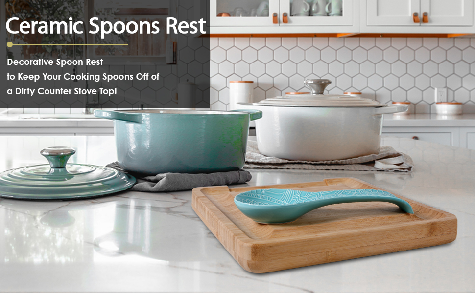 Ceramic Spoon Rests for Kitchen, Spoon Rest for Stove Top