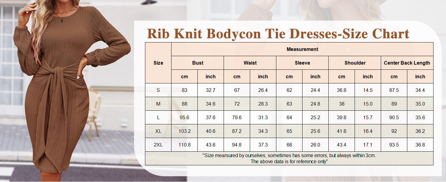Knit long sleeve dress round neck bodycon cocktail dress tie waist dress women tie front dress