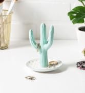 VOTUM Cactus Ceramic Ring Holder with Dish for Engagement or Wedding Rings, Earrings and Bracelet...