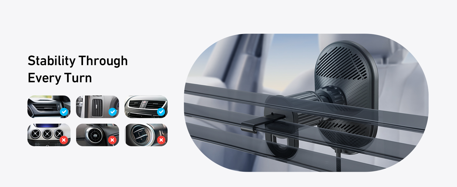 Vehicle stability system demonstration showing multiple angle views of control features and a close-up of mounting hardware on a metal bar.