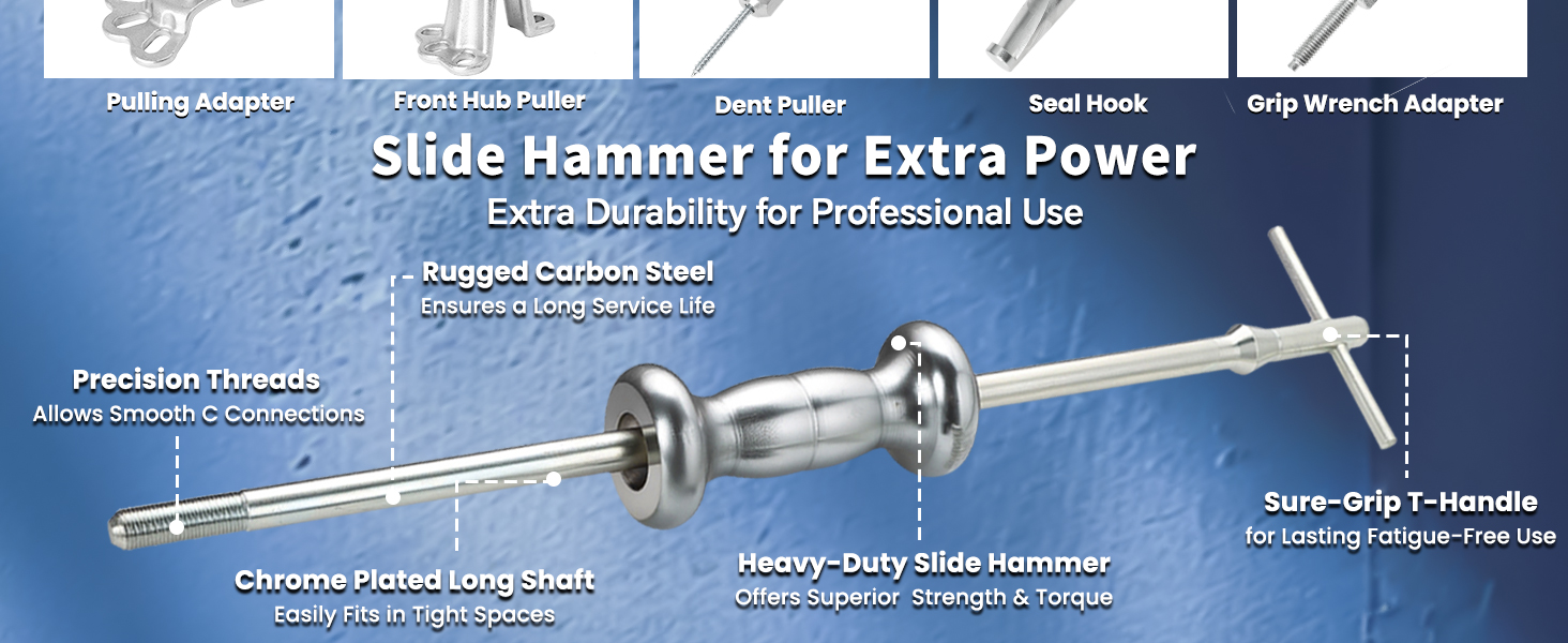 Slide Hammer Puller Set Rear Wheel Axle Hub Dent Shaft Puller Tool Slide Hammer