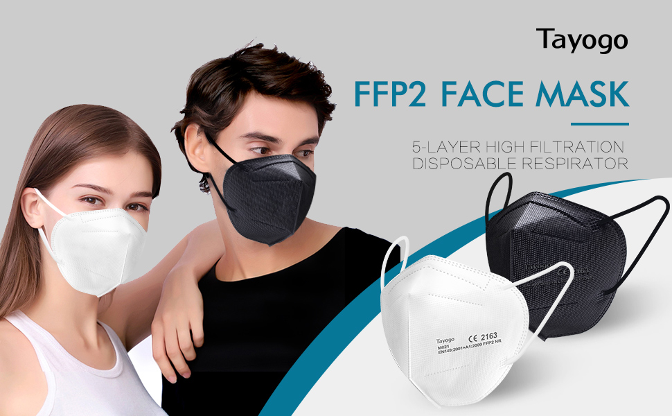 Tayogo FFP2 Disposable Face Masks,KN95 Mask Protection for Women Men