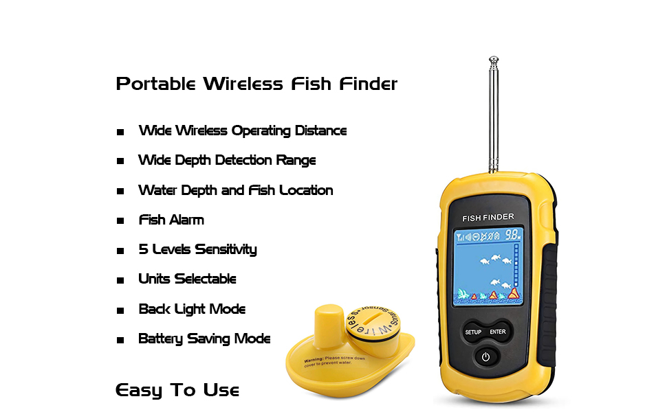 Atibin Castable Kayak Depth Finder Fishing Wireless Portable Fishing