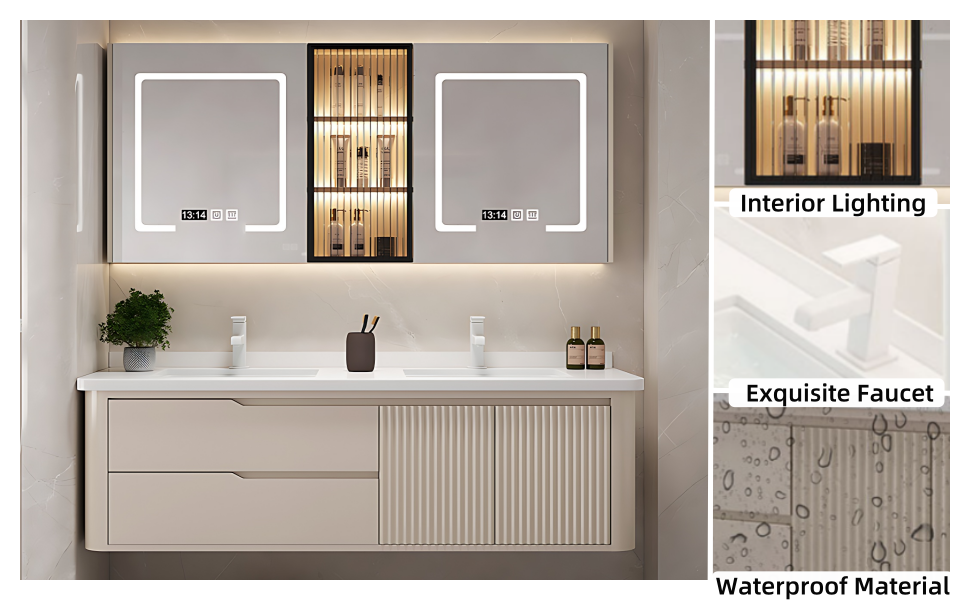 Amazon.com: Genpai 88IN Floating Bathroom Vanity with Double