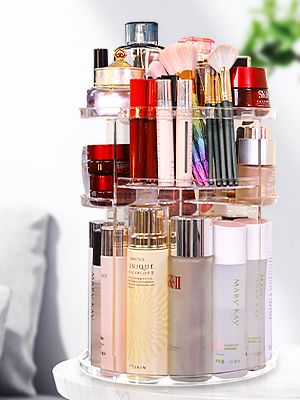 spinning makeup organizer shows