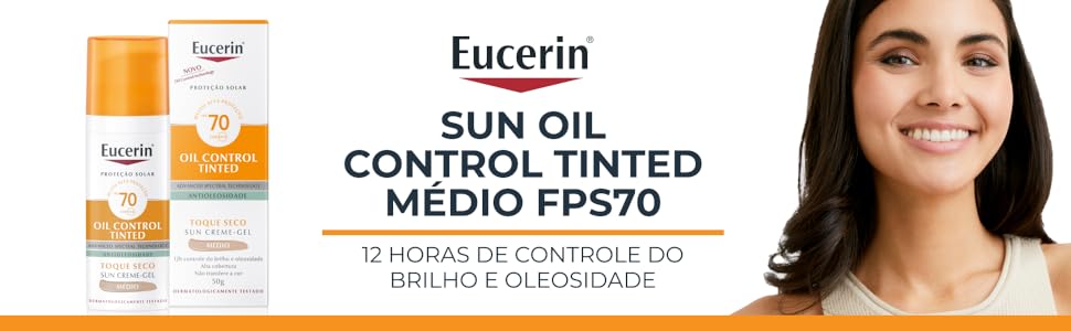 O Eucerin Sun Protetor Facial Oil Control Tinted Médio  FPS 70 é ideal para peles oleosas e acneicas
