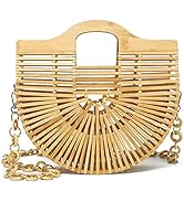 Miuco Bamboo Tote Bags Top Handle Handmade Handbags Beach Purses With Chain