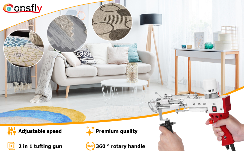 Tufting Gun 2 in 1 and 79"x157" Tufting Cloth for Making