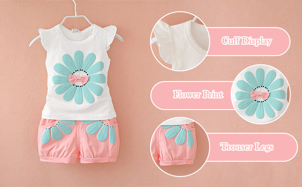 Toddler Kids Baby Girl Flower Outfits Ruffle T Shirt Tops So... Toddler Baby Girl Outfits Floral Summer Clothes Infant Short Sleeve Shirt Tops Cute Shorts Set