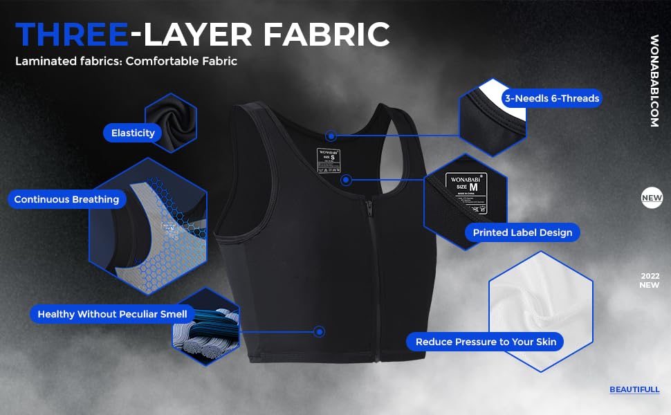 Chest Binder Zipper Tank Top for Transgender FTM Non Binary Gender