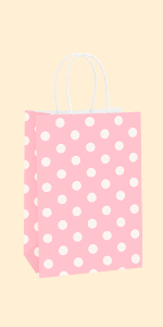 BagDream 5.25x3.75x8 Pink Polka Dot Paper Bags 25PCS