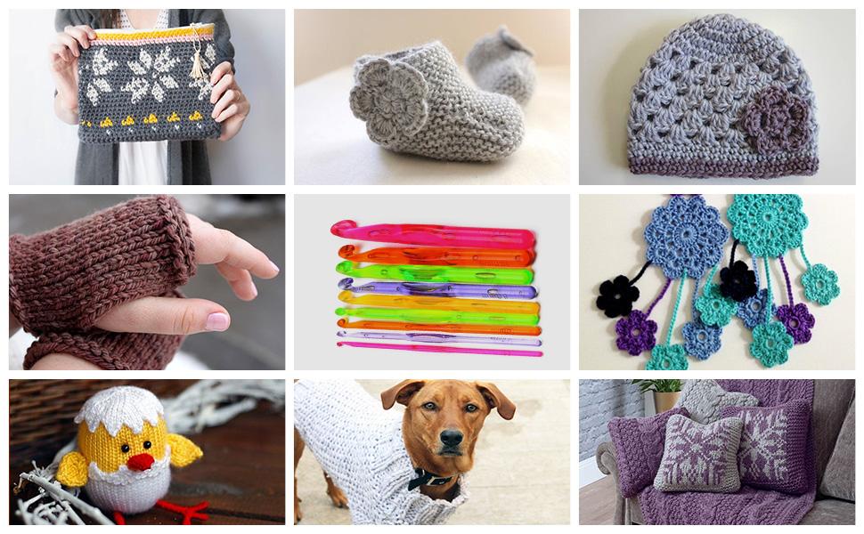 Luxbon Pack of 9 Sizes Multi Coloured Acrylic Plastic Crochet Hooks Set