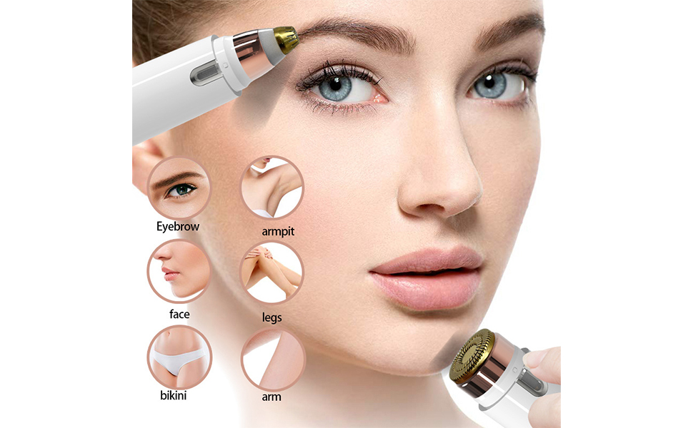Eyebrow Facial Trimmer: 2 in1 Rechargeable Facial Hair Removal and Eyebrow Shaver