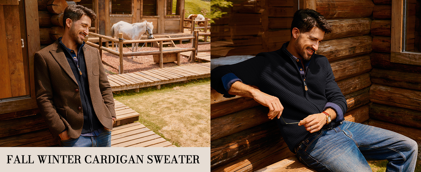 PJ PAUL JONES Cardigan Sweaters for Men Full Zip Up Cardigans Fall  Casual Knitted Textured Sweater
