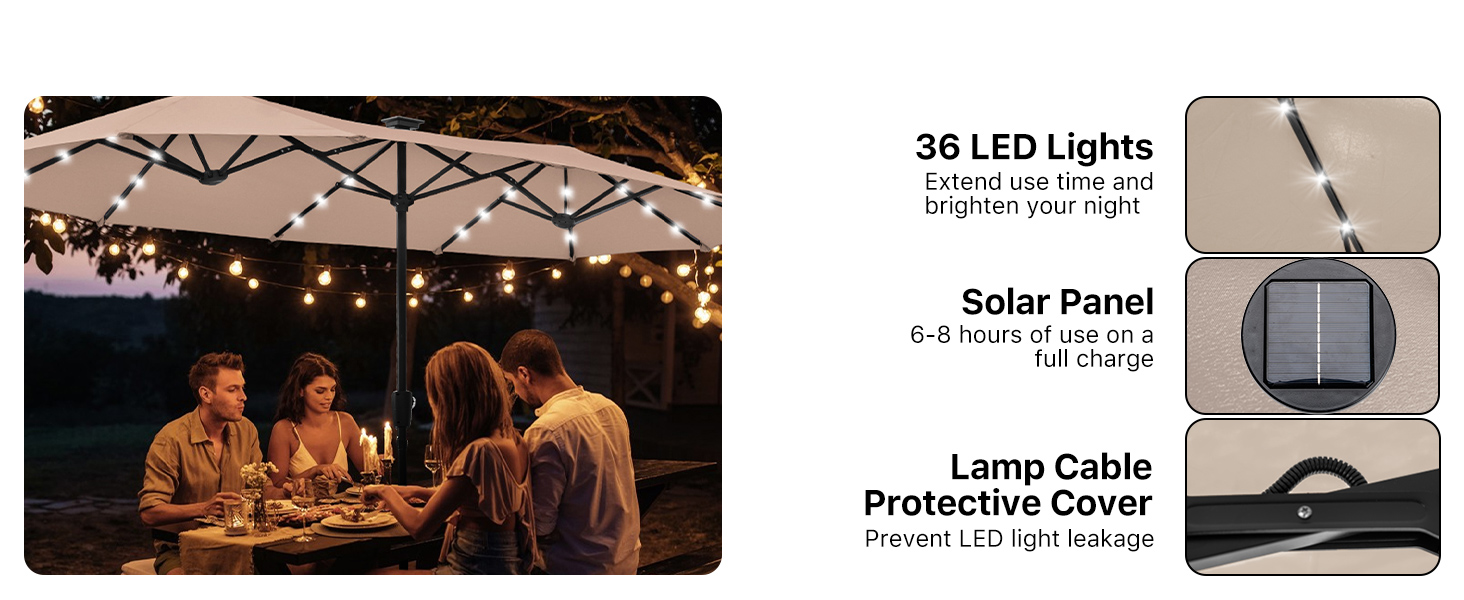 13ft Patio Umbrellas with LED Lights
